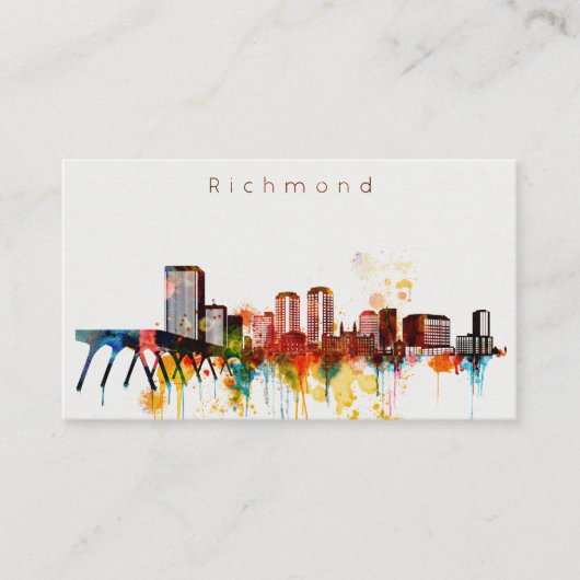 Aquarell-Richmond-Skyline Visitenkarte (Vorderseite)