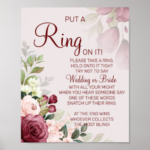 Aquarell Ring Brautparty-Spielschild Poster