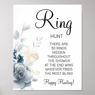Aquarell-Ring-Ring-Brautparty-Spielschild Poster