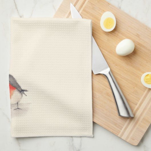 Aquarell Robin Geschirrtuch (Viertel Falte)