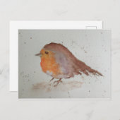 Aquarell Robin Postkarte (Vorne/Hinten)