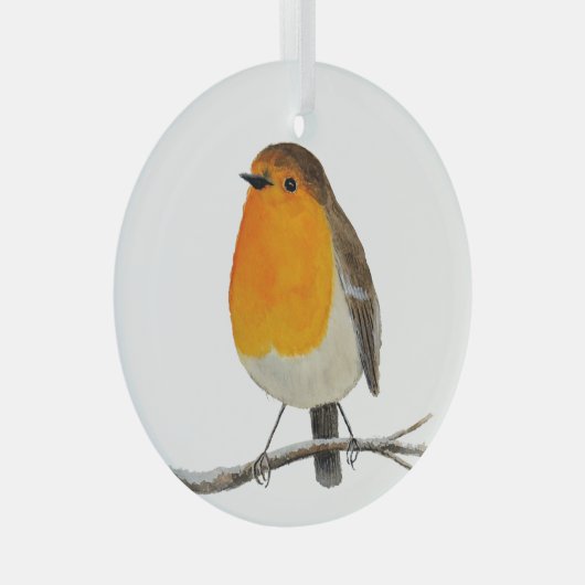 Aquarell Robin RedBrust Ornament Aus Glas (Vorderseite Rechts)
