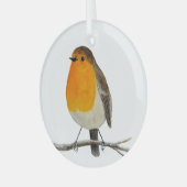 Aquarell Robin RedBrust Ornament Aus Glas (Vorderseite links)