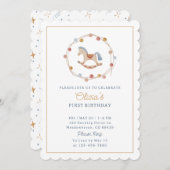 Aquarell, Rockpferd, Garland, Kindergeburtstag Einladung (Vorne/Hinten)