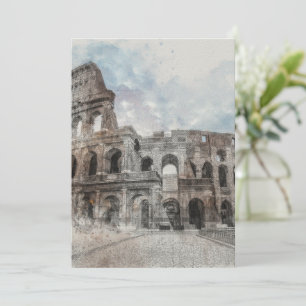 Aquarell Rom Kolosseum – Elegante Italienreise Einladung