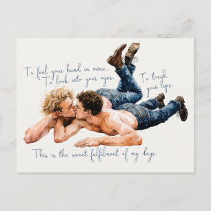 Aquarell Romantischer Männerkuss - Romantisches Ge Postkarte