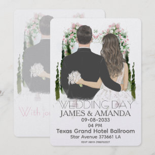 Aquarell Romantisches Paar Günstige Einladung