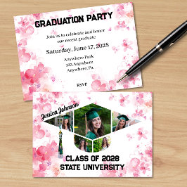 Aquarell Rosa Abschluss Foto Party Einladung