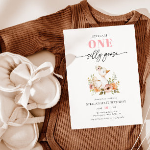 Aquarell Rosa Albern Gänsefeier Geburtstagsparty Einladung