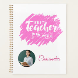 Aquarell Rosa Beste Lehrerin der Welt Foto Planer