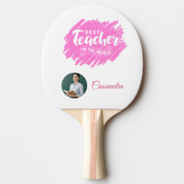 Aquarell-Rosa-Bester-Lehrer-der-Welt-Foto  Tischtennis Schläger