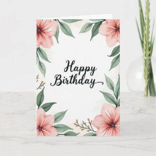 Aquarell-Rosa-Birthday-Karte Karte