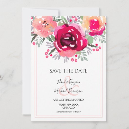 Aquarell Rosa Bläschen Save the Date (Vorderseite)