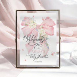 Aquarell Rosa Bläserbow Babydusche Willkommen Poster