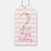 Aquarell Rosa Bläserne ZWEI JAHRE Geschenkanhänger (Vorderseite)