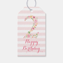 Aquarell Rosa Bläserne ZWEI JAHRE Geschenkanhänger