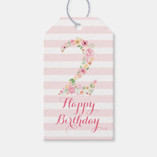 Aquarell Rosa Bläserne ZWEI JAHRE Geschenkanhänger