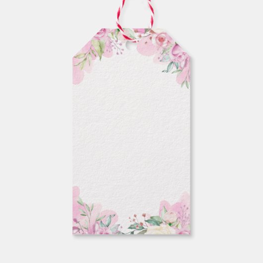 Aquarell Rosa Bläsernte Erstkommune Geschenkanhänger (Rückseite)