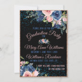 Aquarell Rosa Blau Elegante Abschluss Einladung (Vorderseite)