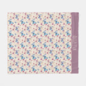 Aquarell-Rosa-Blau-Schmetterlingsmuster Name Fleecedecke (Vorderseite (Horizontal))