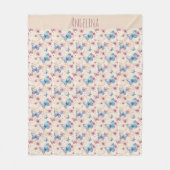 Aquarell-Rosa-Blau-Schmetterlingsmuster Name  Fleecedecke (Vorderseite)