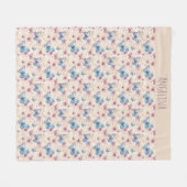 Aquarell-Rosa-Blau-Schmetterlingsmuster Name  Fleecedecke (Vorderseite (Horizontal))
