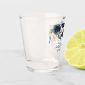 Aquarell-rosa blaue Blumenhochzeit Schnapsglas (Links)