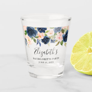 Aquarell Rosa Blauer Junggeselinnen-Abschied Schnapsglas