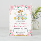 Aquarell Rosa Blume Affendusche Einladung (Stehend Vorderseite)