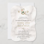 Aquarell Rosa Blume Ampere und Marmorhochzeit Einladung (Vorderseite)