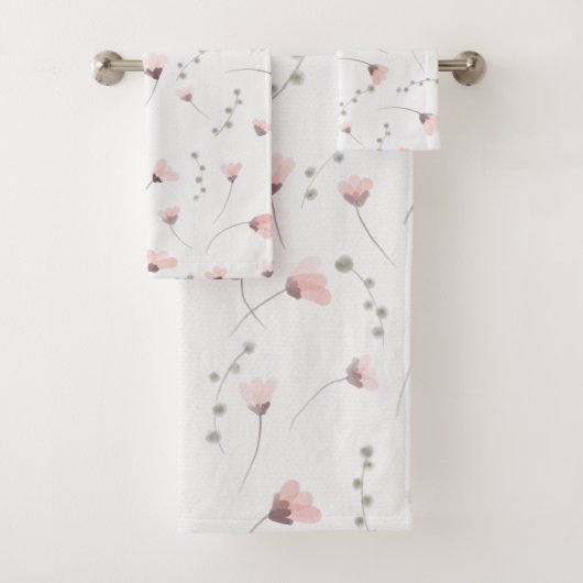 Aquarell Rosa Blume Badetuch Set - elegant (Insitu)