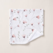 Aquarell Rosa Blume Badetuch Set - elegant (Waschlappen)
