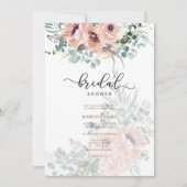 Aquarell Rosa Blume Brautdusche Einladung (Vorderseite)