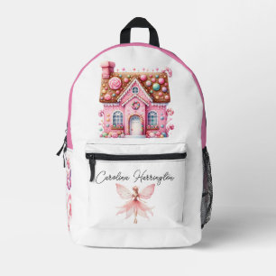 Aquarell Rosa Blume Fee House Pilz Bedruckter Rucksack