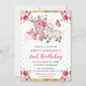 Aquarell Rosa Blume Frühling Lamm Geburtstag Einladung (Vorderseite)