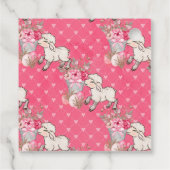 Aquarell Rosa Blume Frühlingslamm Babydusche Geschenkanhänger (Rückseite)