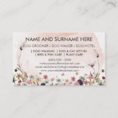 Aquarell Rosa Blume Haustiere Sitter Walker Hunde Visitenkarte (Rückseite)