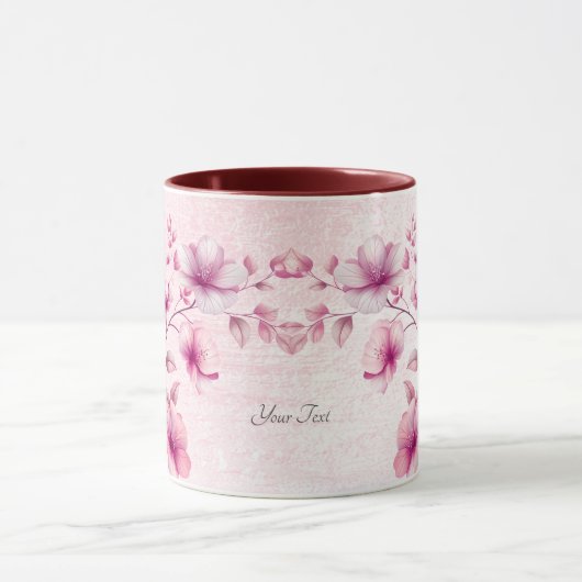 Aquarell Rosa Blume Kaffee Tasse (Zentrum)