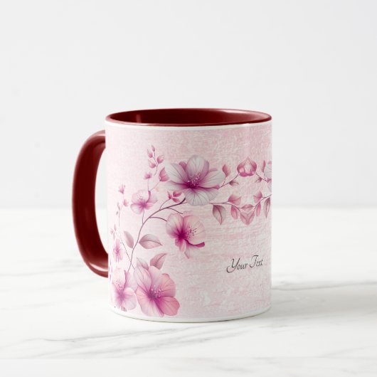 Aquarell Rosa Blume Kaffee Tasse (Vorderseite Links)