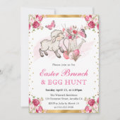 Aquarell Rosa Blume Niedlich Lamm Osterbrunch Einladung (Vorderseite)
