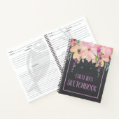 Aquarell Rosa Blume Personalisiert Sketchbook Notizblock (Innenseite)