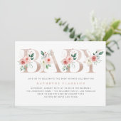 Aquarell Rosa Blume Rose Gold Kinderdusche Einladung (Stehend Vorderseite)