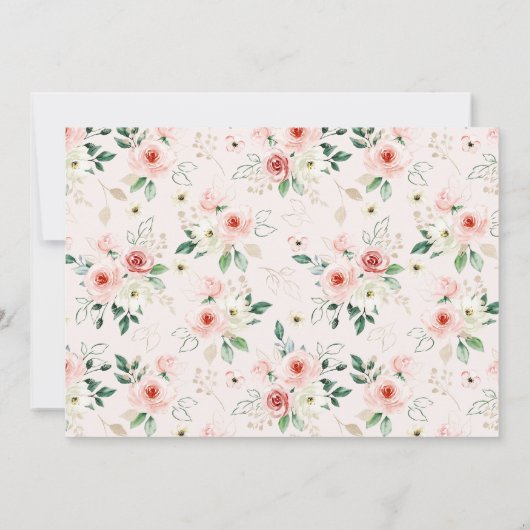 Aquarell Rosa Blume Rose Gold Kinderdusche Einladung (Rückseite)