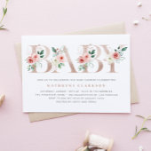 Aquarell Rosa Blume Rose Gold Kinderdusche Einladung