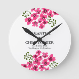 Aquarell-Rosa-Blumen-53431 Runde Wanduhr