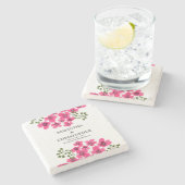 Aquarell-Rosa-Blumen-53431 Steinuntersetzer (Seitenansicht)