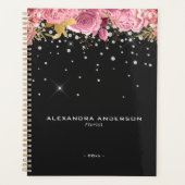 Aquarell-Rosa-Blumen-Blumen-Diamant-Glitter Planer (Vorderseite)