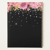 Aquarell-Rosa-Blumen-Blumen-Diamant-Glitter Planer (Rückseite)