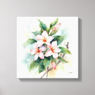 Aquarell-Rosa-Blumen-Botanik-Leinwanddruck  Leinwanddruck