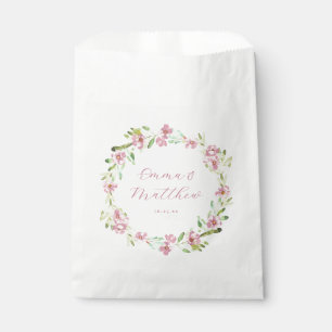 Aquarell Rosa Blumen Botanischer Kranz Schriftzug Geschenktütchen